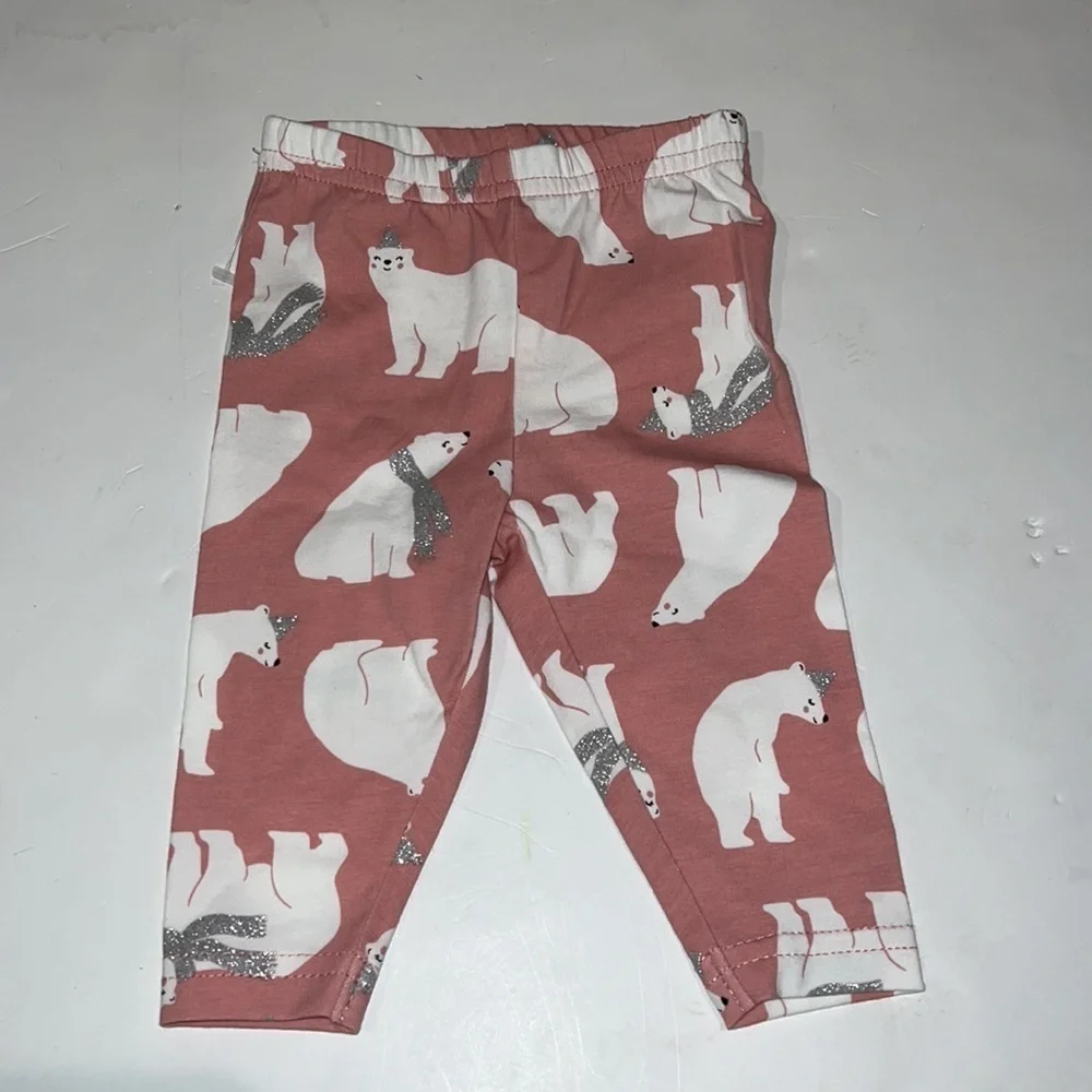 NWOT CARTER’S PINK & WHITE POlAR BEAR  LEGGINGS size 3 months